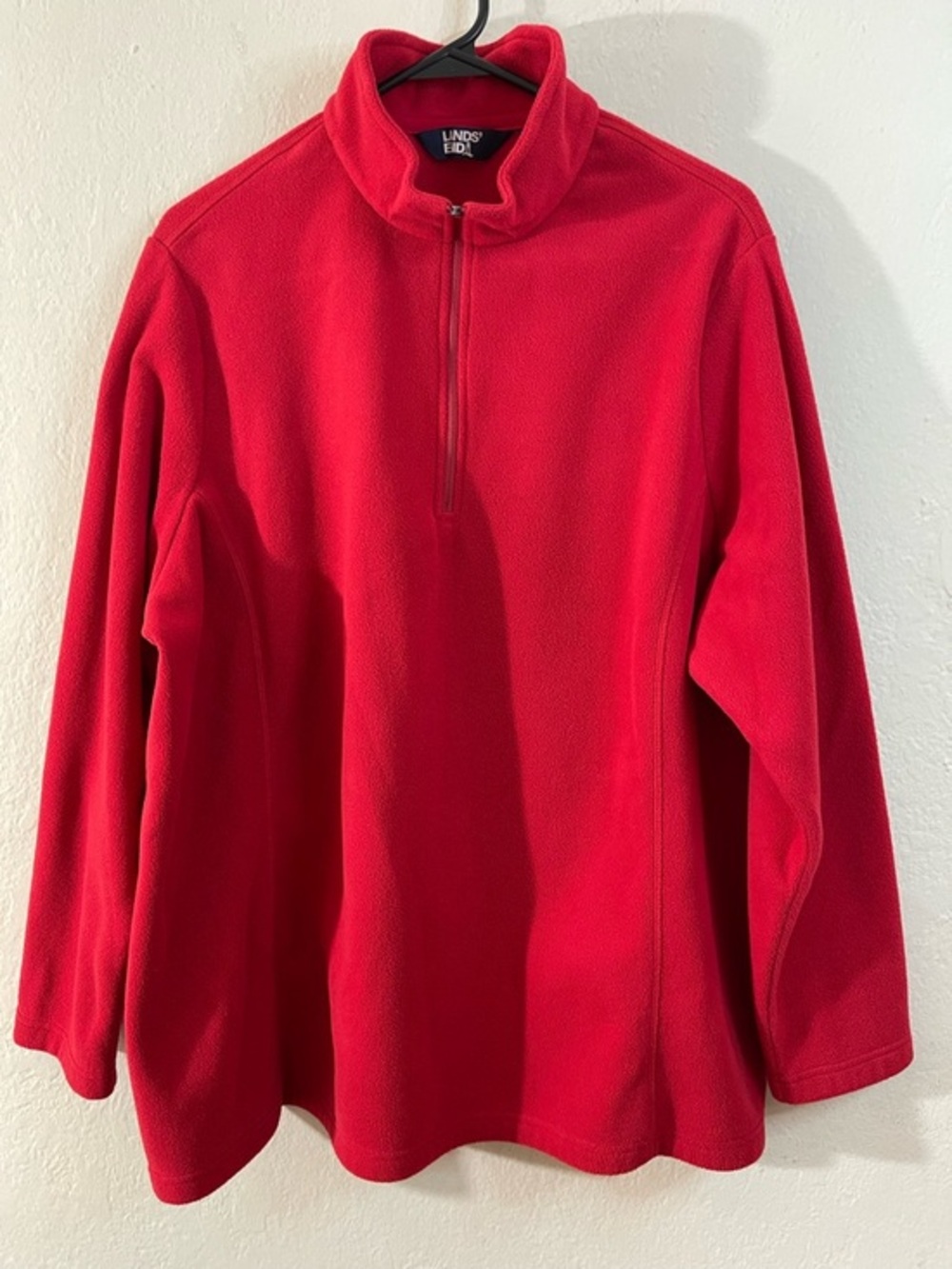 Lands' End Red Fleece Quarter-Zip Pullover Women Size 1X Soft Comfy Lightweight